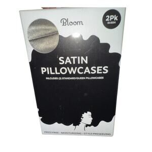 NIB Satin Pillowcase 2 Pack with Envelope Closure Queen Size Gunmetal 20"x28”